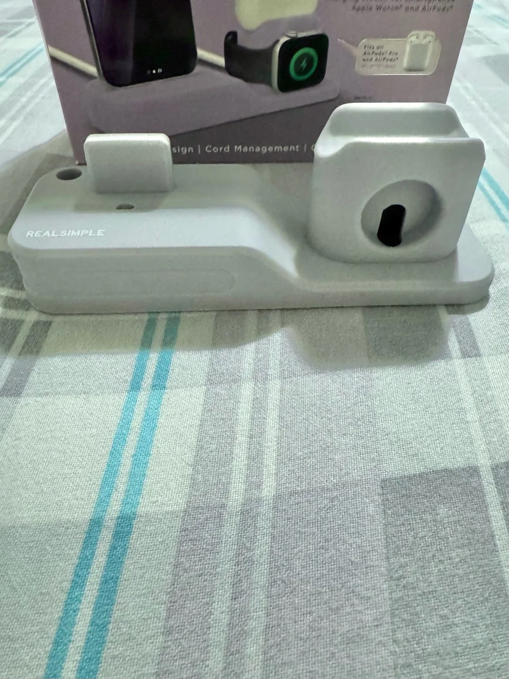 RealSimple Gray Silicone 3-in-1 Charging Station for Phone, Watch & Earbuds